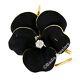 Antique Art Nouveau 14k Gold Diamond Black Enamel Pansy Flower Brooch Pendant
