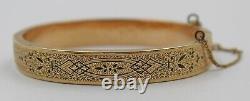 Antique Black Enamel Mourning Bangle Bracelet 1920s 14K Yellow Gold 585 14kt