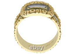 Antique Black Enamel and 14Carat Yellow Gold Mourning Ring Size 0 1/2