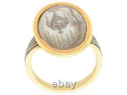 Antique Black Enamel and 18 ct Yellow Gold Sepia Mourning Ring
