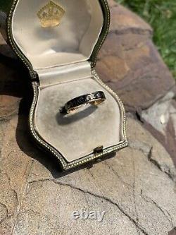 Antique Black Enamel and 18ct Yellow Gold Mourning Band Ring