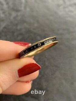Antique C. 1774 Black Enamel Mourning Band Ring in 18ct Gold