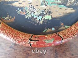 Antique-Carlton Ware-Rare Black Matt/Gold/Enamel Chinoiserie Pattern Bowl-c1922