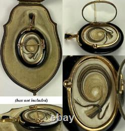 Antique French 18k Gold and Black Enamel, Pearl, Double Locket, Mourning Pendant