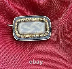 Antique Georgian Mourning Memorial Brooch, Pin 18 ct Gold