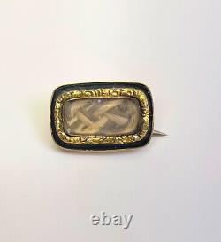 Antique Georgian Mourning Memorial Brooch, Pin 18 ct Gold