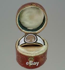 Antique Georgian Pink Gold White Black Enamel Child's Mourning Ring 1802 Boxed