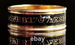 Antique Georgian mourning band ring, 22ct gold, enamelled, 18th century