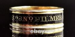 Antique Georgian mourning band ring, 22ct gold, enamelled, 18th century