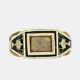 Antique Gold Ring Early Victorian Hair Locket Black Enamel Mourning Ring 15ct