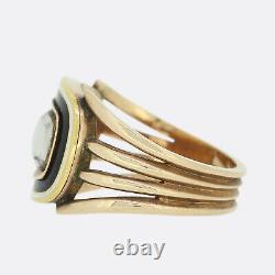 Antique Gold Ring- Georgian 1800s Hair Locket Black Enamel Mourning Ring 15ct