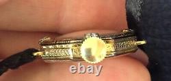 Antique Ladies Wrist Watch 14k Yellow Gold Enamel Diamond Mignon Preciosa Swiss