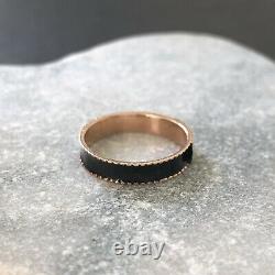 Antique Mid-19th Century Black Enamel Gold Mourning Ring