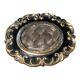 Antique Mourning Brooch Black And Gold Enamel With Woven Hair And Inscription
