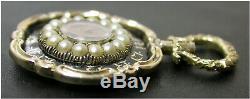 Antique Mourning Pendant 9ct gold Seed pearls Black Enamel Beautiful hair box