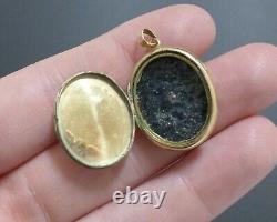Antique Ornate Victorian Black Enamel Rolled Gold Pearl Locket Mourning Pendant