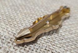 Antique Victorian 10k Gold Black Bar Enamel Pin Brooch 5.1 Grams Pearl