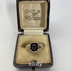 Antique Victorian 1841 9ct gold amethyst & black Enamel memorial / Mourning ring