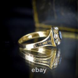 Antique Victorian'1865' Black Enamel'In Memory Of' 18ct Gold Mourning Ring