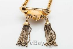 Antique Victorian 1870s Black Enamel Pearl 14k Yellow Gold 22 TASSLE Necklace