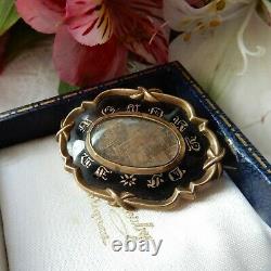 Antique Victorian 9ct Gold Black Enamel In Memory Of Mourning brooch