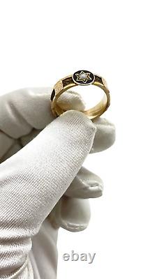 Antique Victorian 9ct Gold Braided Hair Pearl & Black Enamel Mourning Ring N/O