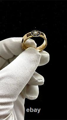 Antique Victorian 9ct Gold Braided Hair Pearl & Black Enamel Mourning Ring N/O