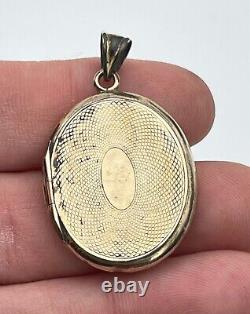 Antique Victorian Black Enamel Gold Plated Photo Locket Mourning Pendant