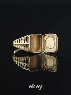 Antique Victorian Diamond And Black Enamel Rare Poison Locket Ring