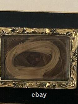 Antique Victorian Mourning Brooch, Hair center 14k Gold & Black Enamel Pin 6gms
