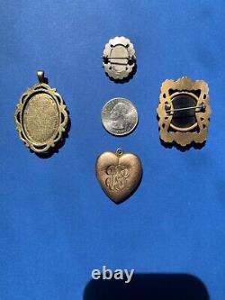Antique Victorian Mourning Locket Pendant pin