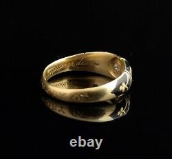 Antique Victorian diamond mourning ring, 18ct gold, black enamel