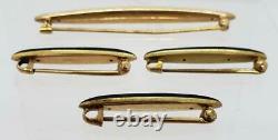 Antique Vintage Nouveau 14k Gold Mourning Seed Pearl Bar Pin Brooch Set 4