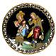 Antique Vtg Button Large French Fops Champleve Enamel W Bright Steels Nice #j8
