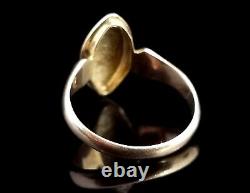 Antique navette Mourning Ring, black enamel and pearl, Ivy leaf, 9ct yellow gold