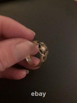 Antique pearl black enamel mourning ring gold