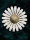 Anton Michelsen Vintage Daisy Brooch In Gilded Sterling Silver And White Enamel