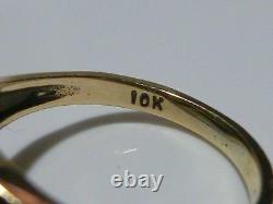 Art Deco Vintage 10k Gold Black Enamel Vaseline Glass Estate Ring Band Sz 5.25