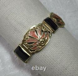 Art Nouveau Bracelet 14K Gold Enamel Black Onyx Belle Epoque Museum Quality Rare