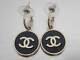 Auth Chanel Cc Logo Pierce Earrings Gold/black Metal/enamel E49229a
