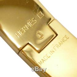 Auth HERMES Clic Clac PM Enamel Black Gold Tone Brass Bangle Bracelet #S109035