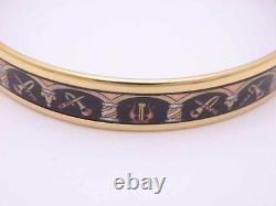 Auth HERMES Cloisonne Bangle Bracelet Gold/Black/Multicolor Metal/Enamel e54982g