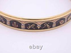 Auth HERMES Cloisonne Bangle Bracelet Gold/Black/Multicolor Metal/Enamel e54982g