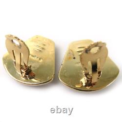 Auth HERMES Cloisonne Clip on Earrings Gold/Black/Multicolor Metal e55222a