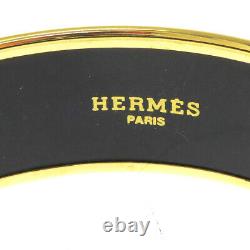 Auth HERMES Cloisonne Enamel Bangle Bracelet Black Austria Accessory 38BQ941