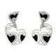 Auth Roberto Coin 18k White Gold Diamonds & Black Enamel Heart Earrings U321