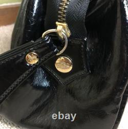 Auth Vivienne Westwood Black Gold Heart Orb Motif Bag Enamel Japan Exc+ 3220cm