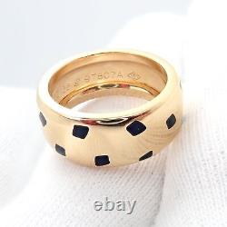 Authentic! Cartier Panther Panthere 18k Yellow Gold Enamel Band Ring sz 55 7.25