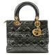 Authentic Christian Dior Enamel Lady Dior Hand Bag Used F/s