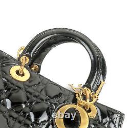 Authentic Christian Dior Enamel Lady Dior Hand Bag Used F/S